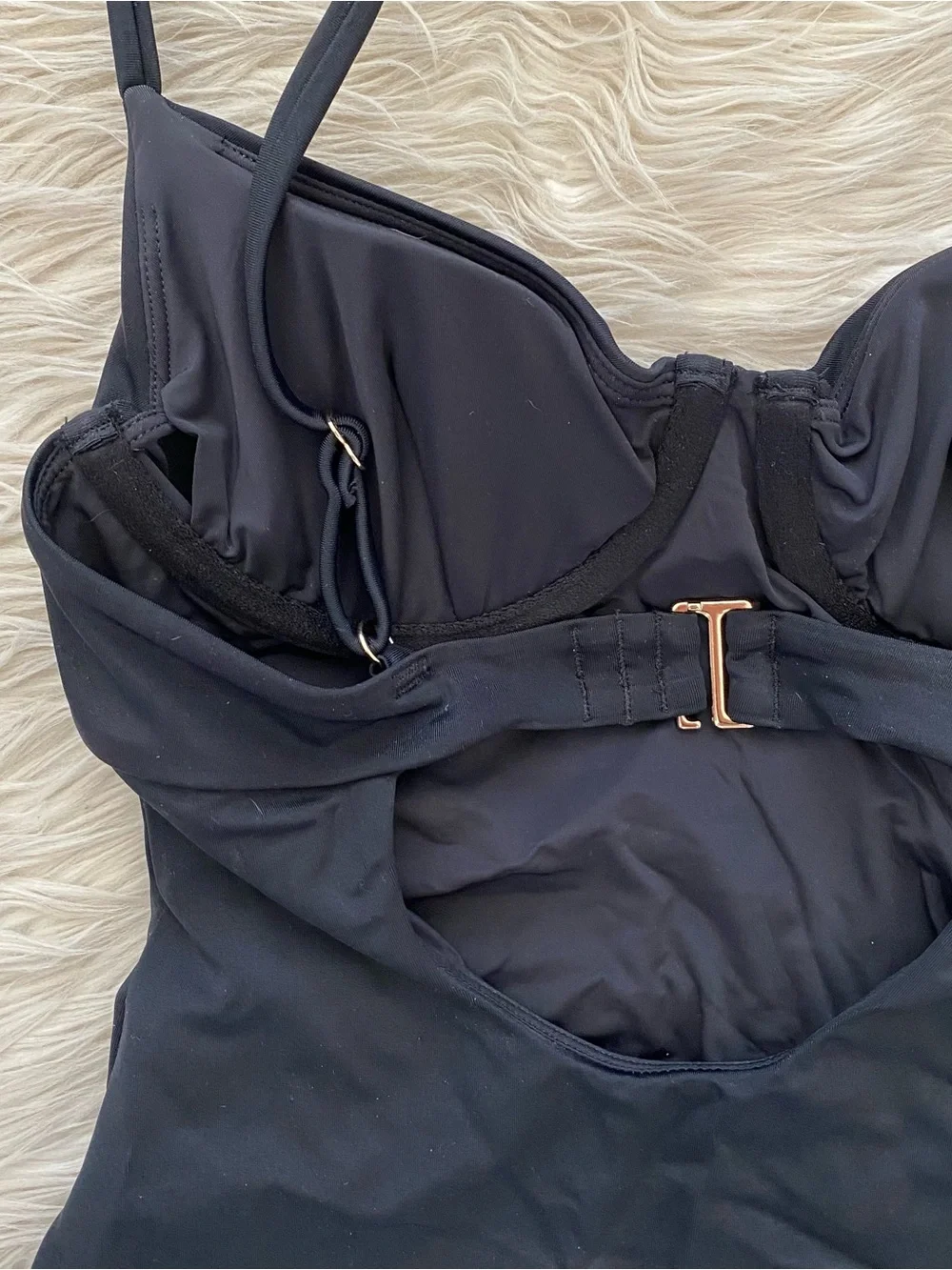 Andie Bermuda One Piece Swimsuit Black Underwire Bra Bust Support Bustier XS
